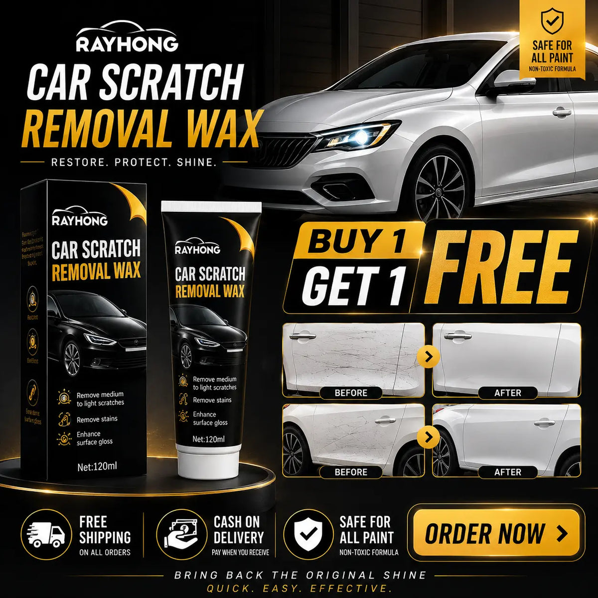 Car Scratch Removal Wax (Buy 1 Get 1 Free)
