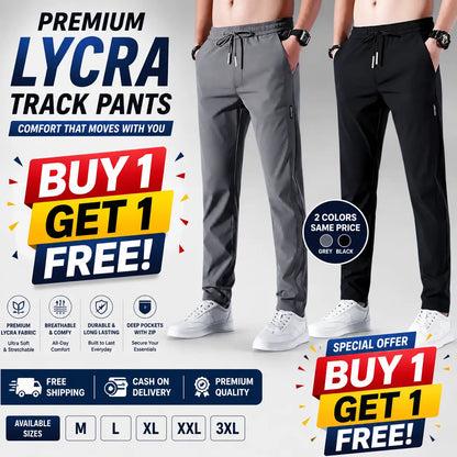 Premium Lycra Men's Track Pants | Black and Grey (Buy 1 Get 1 free)