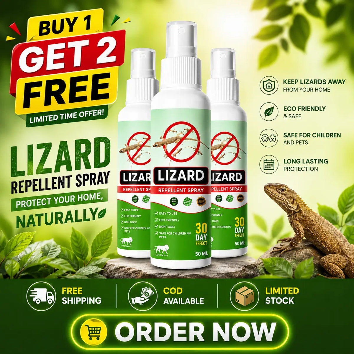 Lizard Repellent Spreay (Buy 1 Get 2 Free)